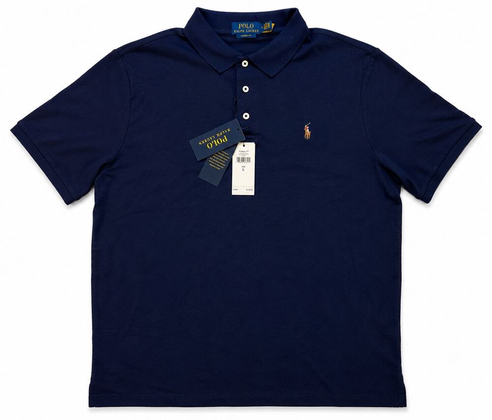 Polo Ralph Lauren Classic Fit Polo Shirt Men L Navy Multicolor Pony NWT $110